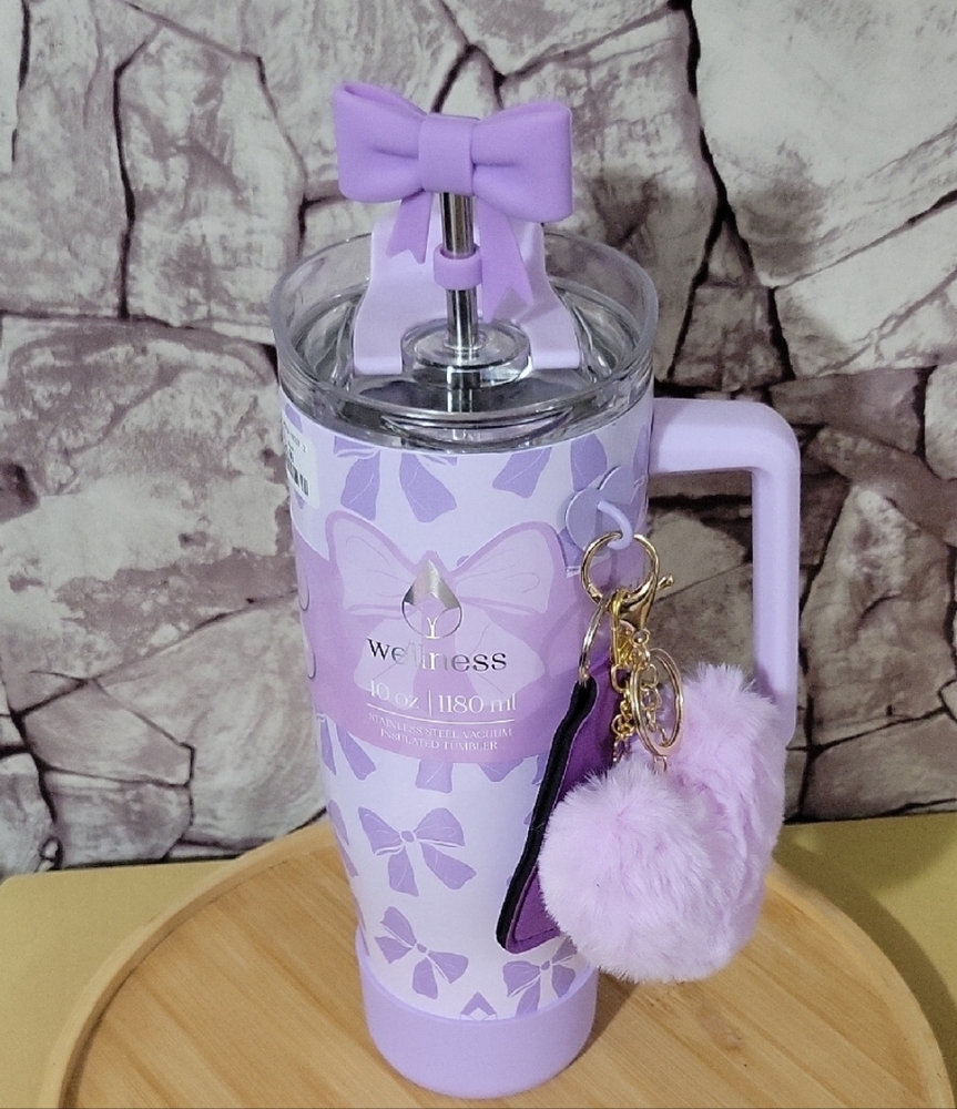 Purple Wellness Tumbler with 6 Pieces Accessories .